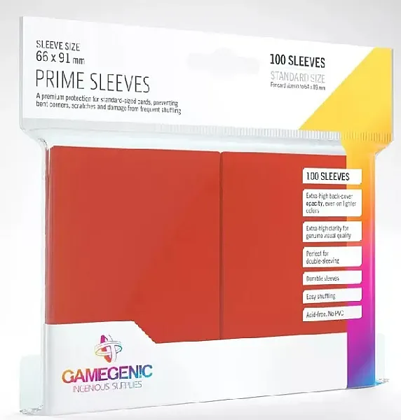 GAMEGENIC - STANDARD PRIME SLEEVES (100 SLEEVES) RED